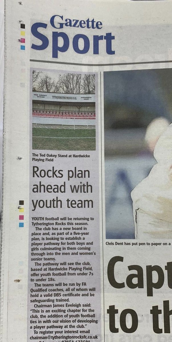 Anybody see <a href="/rocks_fc_youth/">Tytherington Rocks Youth</a> mentioned on the back page of the <a href="/glosgazette/">Gloucestershire Gazette</a> today?

Players from U6s upwards can register so get in touch. Lots of real positive changes happening at the club at the moment and a great chance for everyone of all ages to be part of it. #uptherocks