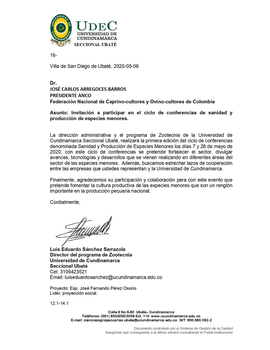 ancolombia's tweet photo. ANCO. Federación. Una Voz Nacional.

Invitación conferencias . Universidad de Cundinamarca. UDEC seccional Ubate, a todos los productores del sector ovino y caprino https://t.co/qYZF0qWfG6