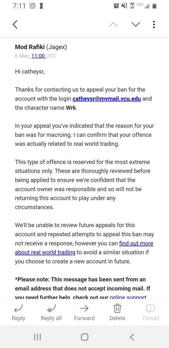 800MilesApart's tweet photo. @JagexWeath How come support doesn't read appeals? They didn't even reply to the right ban they falsely gave me while on mobile. https://t.co/aJm2snEwCt