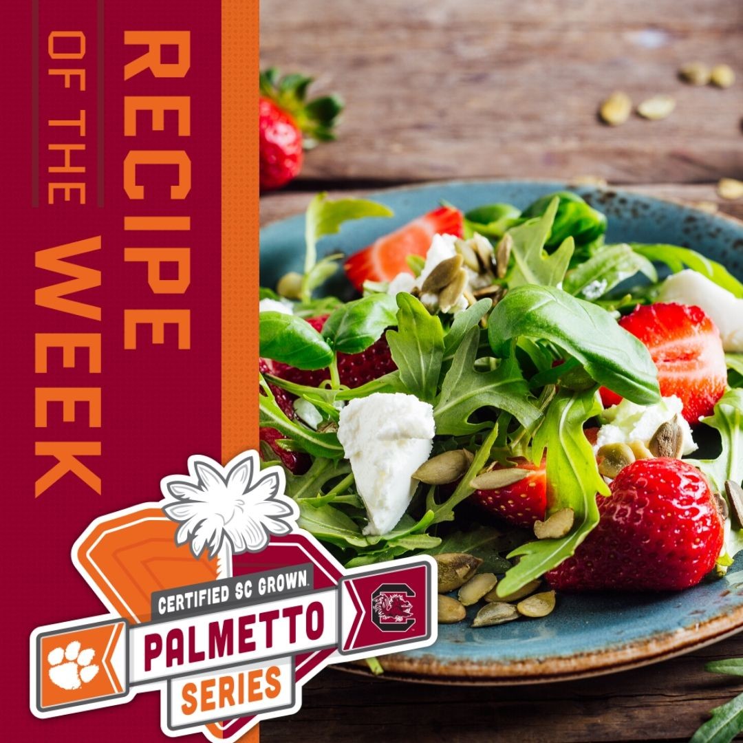 It's strawberry 🍓 season in South Carolina and what better way to celebrate than with a fresh salad? Try the #CertifiedSC Recipe of the Week for Arugula and Strawberry Salad. It's the perfect light lunch that you can make at home. bit.ly/3bWCD43