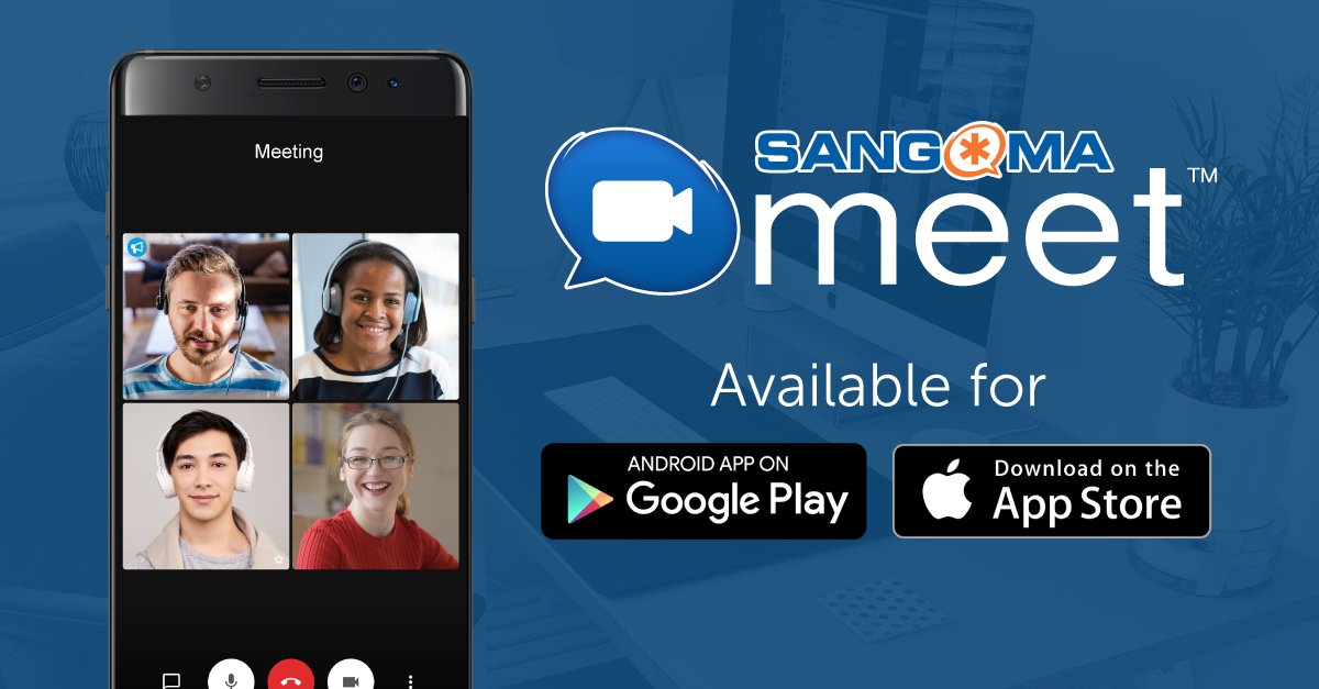Sangoma's tweet photo. In addition to access through desktop web browsers, Sangoma Meet is compatible with iOS &amp; Android phones &amp; tablets. Download the free app &amp; start your next video conference today! https://t.co/QgObz5qtGC #SangomaMeet https://t.co/pJW08YVXkT