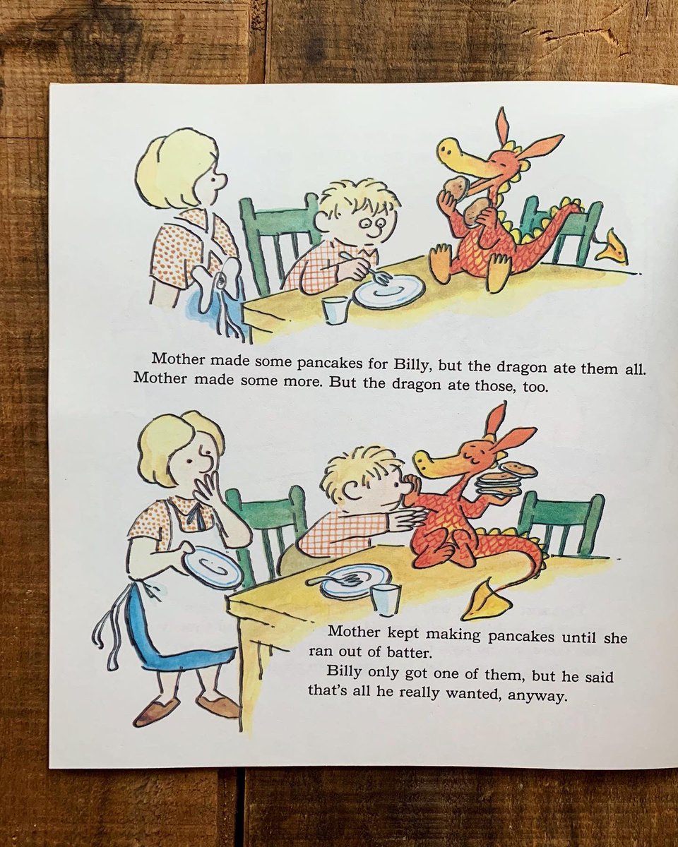 There's No Such Thing as a Dragon, by Jack Kent, 1975. 

(a favorite from my childhood, not just for the dragon but also for all the bread it eats ?) 