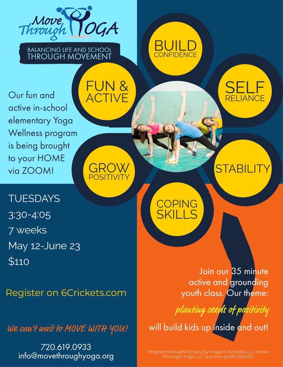 6crickets's tweet photo. Shake off the quarantine cabin fever and lift your spirits with Spring Yoga Wellness #onlineclass by 
@MoveThroughYoga! (For ages 5-11). 
Register at: https://t.co/k6wSfPgcoM 

#nothingstopslearning #kidsyoga #yoga #distancelearning #onlinelearning https://t.co/jFpJX4uS2U