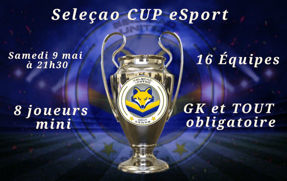 selecao_esport's tweet photo. 🔷 Seleçao CUP eSport 🔶

Lancement de notre tournoi, tout se passe sur discord !

Partagez au maximum svp 🔥💪🏿

@Popee_8x @EsportZenion @LegendsScorpio @PlayerzHostile @Mickaapero @OxymoreFifa @Dogs_Esport @CanityF https://t.co/OwlmrKKkwS