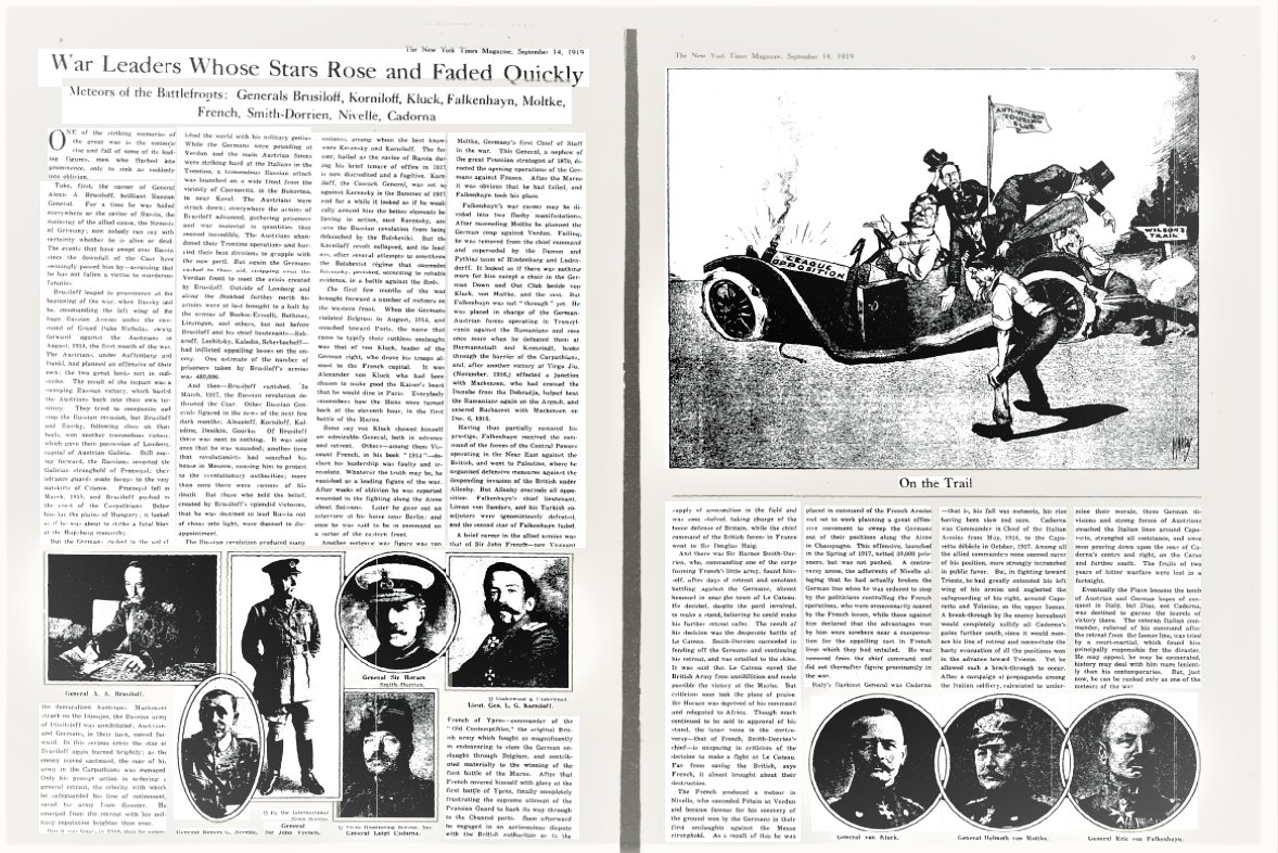 Always interesting to see how leaders and commanders are regarded in their own time  "War Leaders Whose Stars Rose and Faded Quickly" (New York Times, 14 Sep 1919) https://timesmachine.nytimes.com/timesmachine/1919/09/14/96333319.html?pageNumber=81