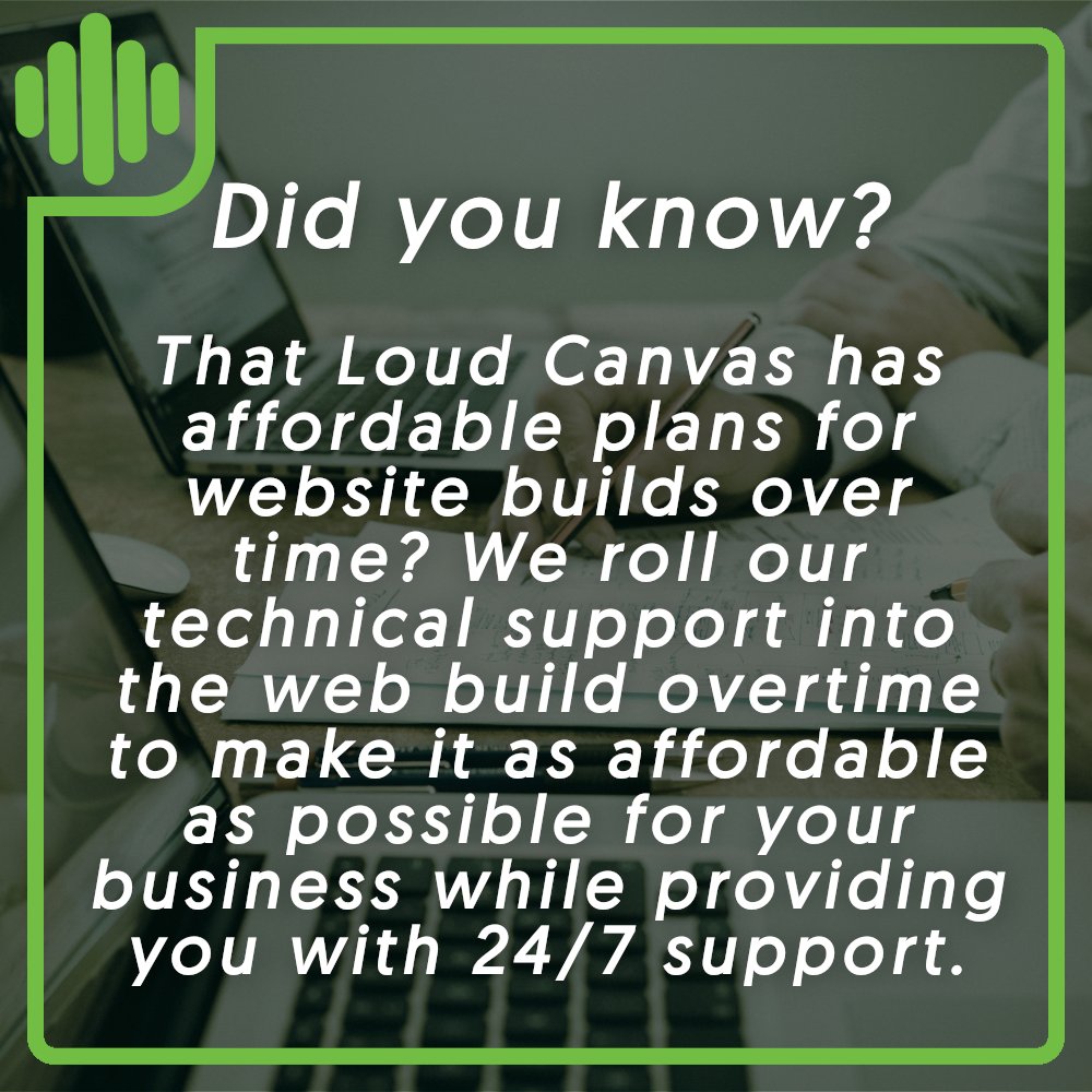 loudcanvas's tweet photo. Did you know that Loud Canvas has affordable plans for website builds over time? We roll our technical support into the web build overtime to make it as affordable as possible for your business while providing you with 24/7 support.

Get in touch with us @ https://t.co/ZTYAo9I2ox https://t.co/LtxOfxFQDz