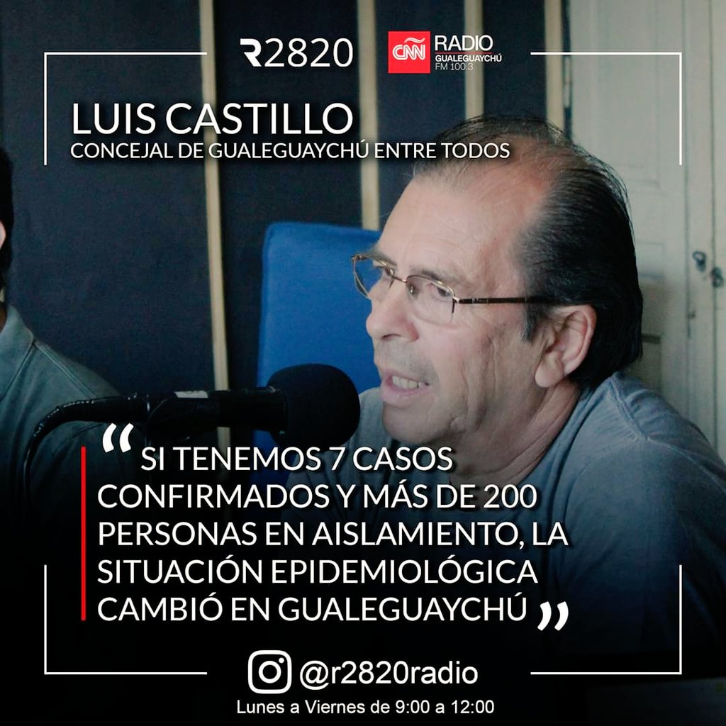vecinoscgchuet's tweet photo. LUIS CASTILLO, CONCEJAL DE GUALEGUAYCHÚ ENTRE TODOS 

Declaraciones a CNN Radio y @reporte2820: 
► "Estamos trabajando en nueva normativa tanto bromatológica, como de transporte y comercios en general" https://t.co/mTKzDoXmYv