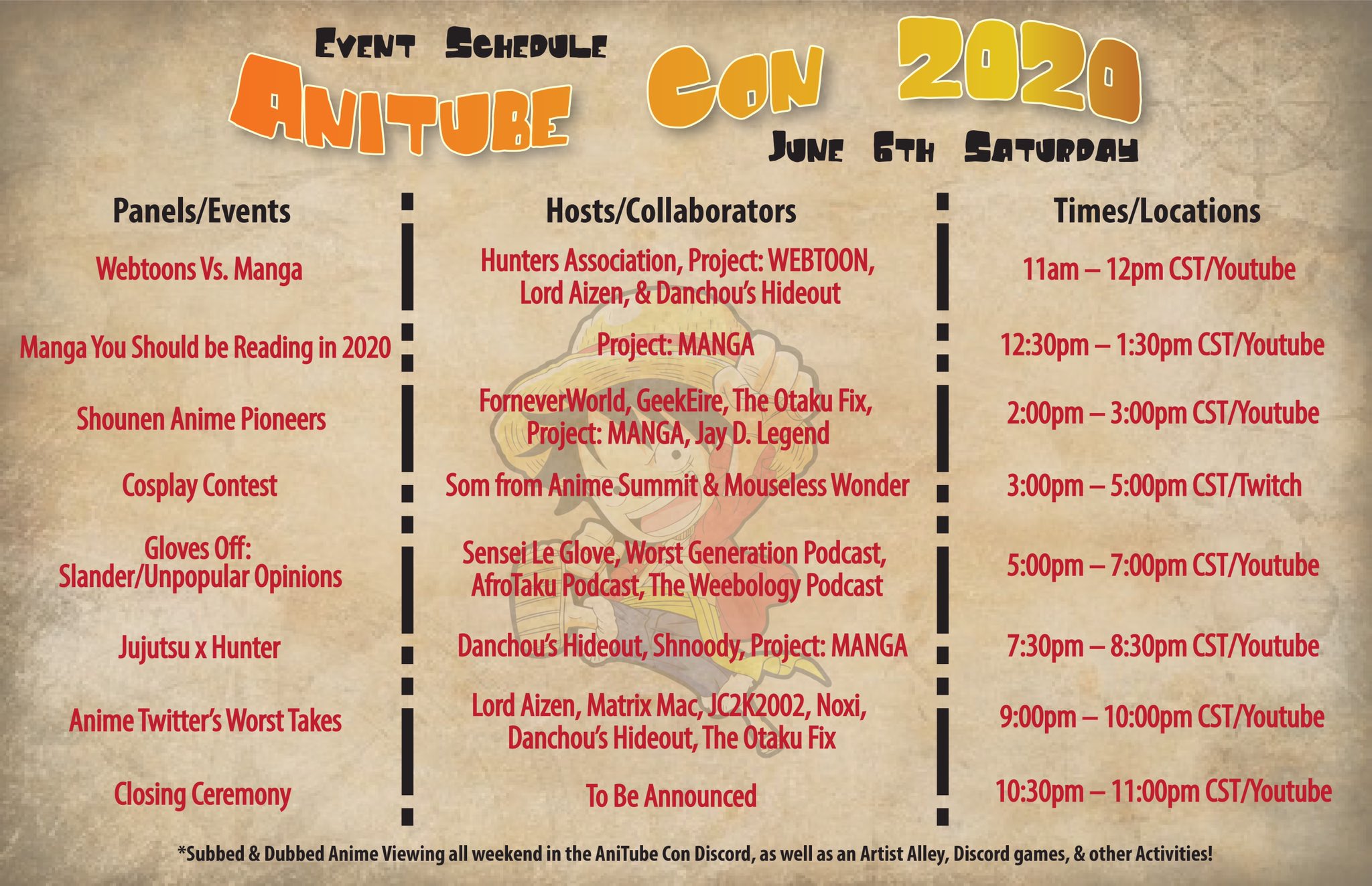 Anitube Con Anitube Con A Live Streamed Anime Convention For Charity June 5th 6th Youtube Channel T Co 2amuocoutk Twitch Channel T Co Mzja1ncl5h Discord Server T Co 5gfykqn2dt See You There Anitube Con Anitube Con A Live Streamed Anime Convention For Charity June 5th 6th Youtube Channel T Co 2amuocoutk Twitch Channel T Co Mzja1ncl5h Discord Server T Co 5gfykqn2dt See You There