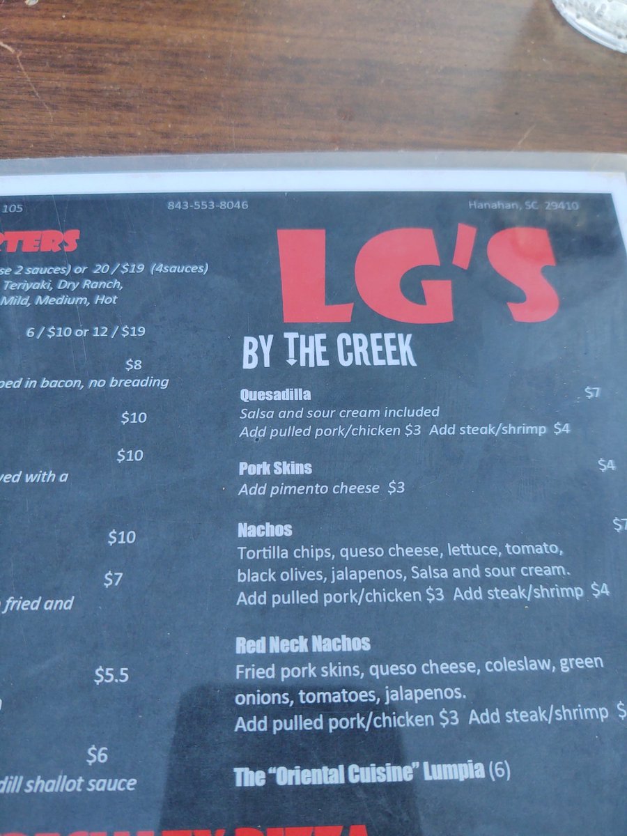 Chel and I are enjoying our evening out with others at LGs here in Hanahan. It is a beautiful night to support the local restaurants.