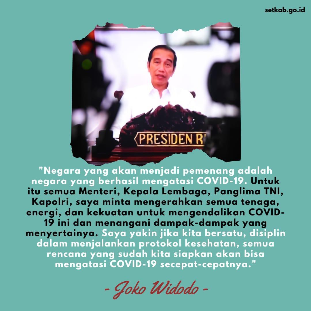 setkabgoid's tweet photo. Pesan Presiden @jokowi untuk rakyat Indonesia. Mari bersatu #lawanCovid19. https://t.co/TvCUaD74Hi