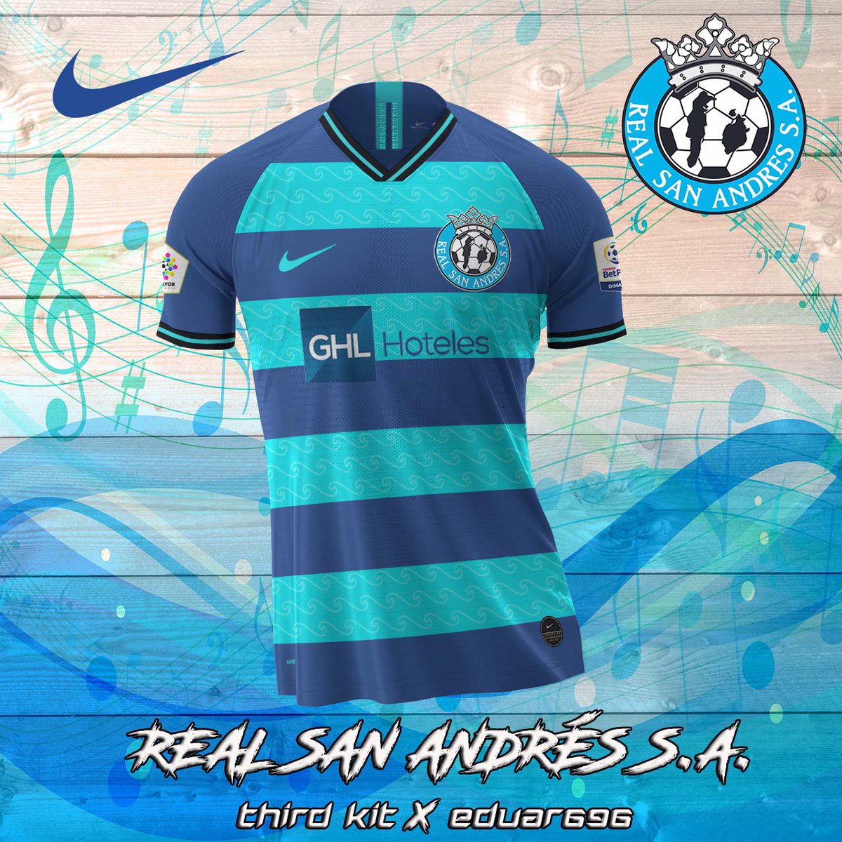 eduar696's tweet photo. Aporte al #RetoFantasy de #FutbolCOLabs @FutbolCoLab con el third kit del @OficialRsa por Nike, el cual se basa en los tonos del mar que rodea las islas de San Andrés y Providencia. https://t.co/9qgYVGE4Wr