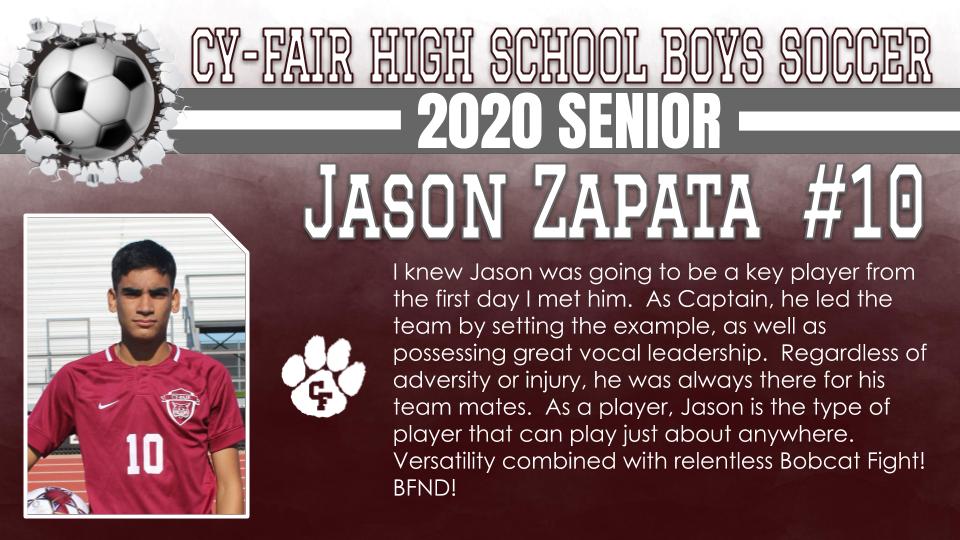 BFNDAthletics's tweet photo. Next up as we recognize senior athletes are our Class of 2020 Cy-Fair Bobcat Boys Soccer players. Seth Mitchell, Jason Zapata, Harrison Calder! #BFND #CFHS2020 https://t.co/GqLcGqrAK1