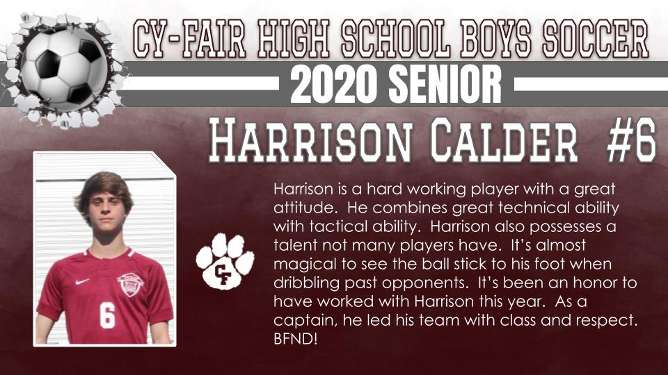 BFNDAthletics's tweet photo. Next up as we recognize senior athletes are our Class of 2020 Cy-Fair Bobcat Boys Soccer players. Seth Mitchell, Jason Zapata, Harrison Calder! #BFND #CFHS2020 https://t.co/GqLcGqrAK1