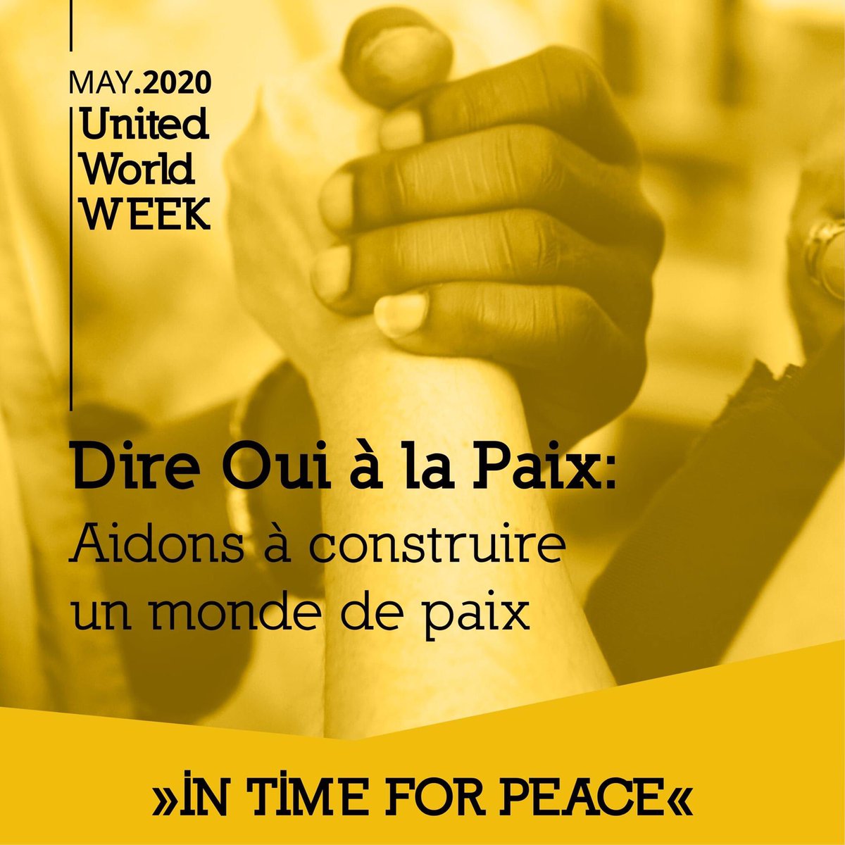 UWP_official's tweet photo. #ThoughtOfTheDay - 2020/05/07
Say YES to peace: Let's help build a peaceful world.
#InTime4Peace #UnitedWorldWeek https://t.co/ufu5qXcMbp