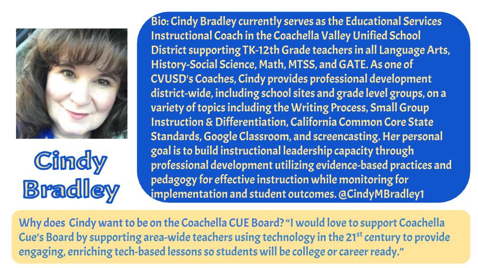 We are so honored to have 4 brand new board members! All of these amazing individuals are going to serve educators in the Coachella Valley and do some awesome innovative things! Welcome <a href="/Mrs_Claborn/">Heather Claborn</a> <a href="/Msbpatel/">Bhavini Patel</a> <a href="/theTechsMeow/">Ursula Fabiano</a> and <a href="/CindyMBradley1/">Cindy M Bradley</a>