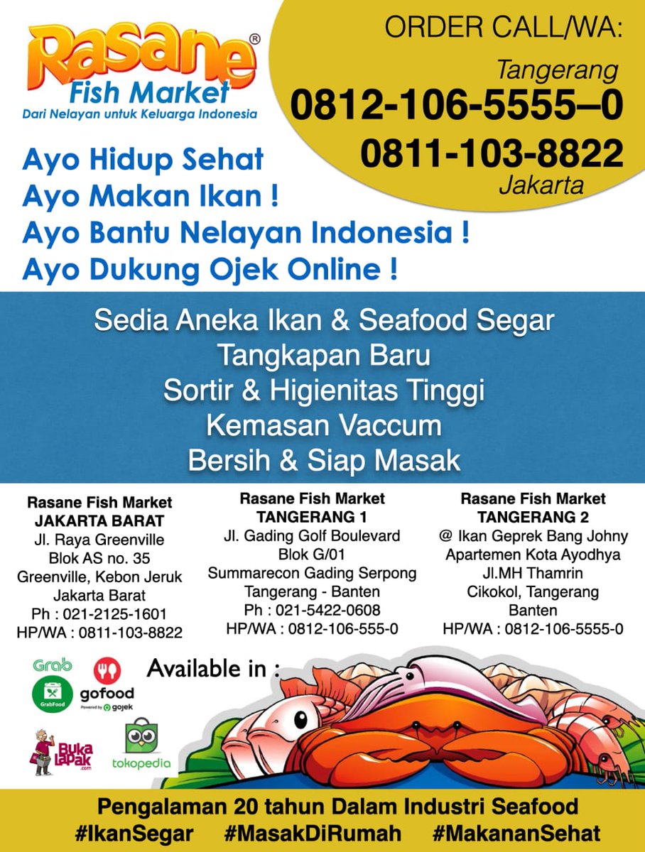 Rasane melayani aneka hasil laut yg fresh, higienis   dengan harga pasar. Cukup wa dan barang diantar.