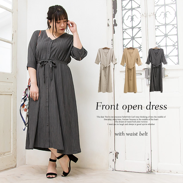 Clette クレット 涼し気な生地感 Vネック ウエストリボンですっきりとした印象に仕上げてくれる ウエストベルト 付前開きワンピースなど計4点 T Co Rk4scdtn54 大きいサイズ ぽっちゃり コーデ ぽっちゃりコーデ Clette T Co