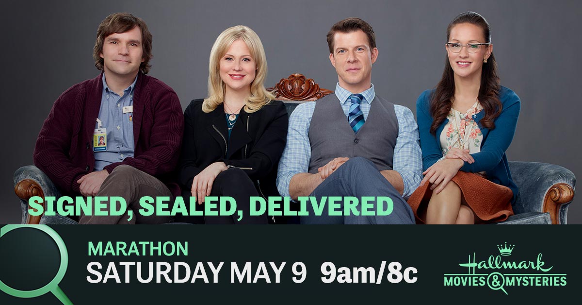 Calling all #POstables: are you ready for a full day of #SignedSealedDelivered? Join us tomorrow starting at 11am/10c for a #SSD Marathon right here on Hallmark Movies.
