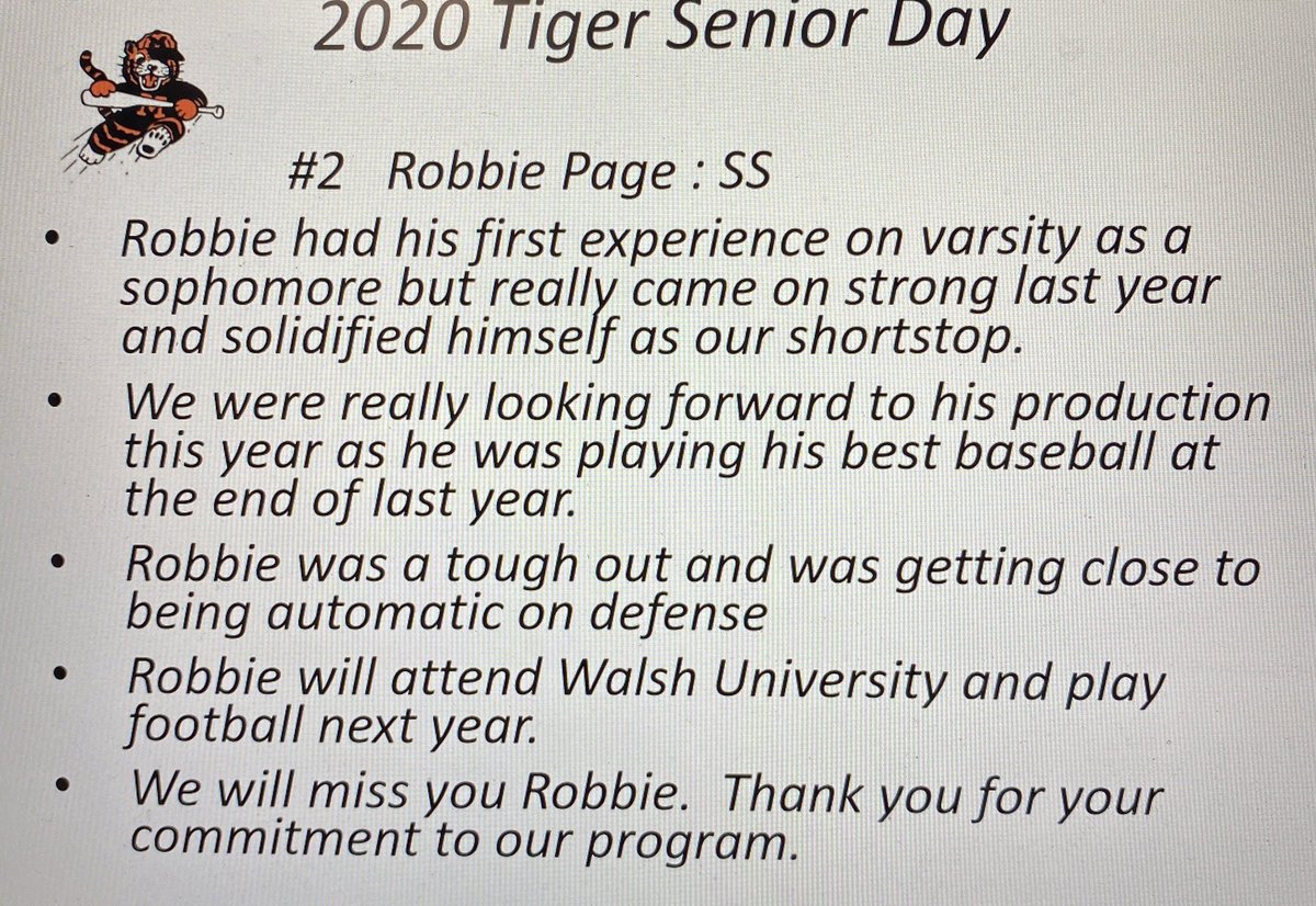 MTigerBaseball's tweet image. Our next senior is #2 @rpage_2 Robbie Page.  Thank you Robbie for your contribution to our program!