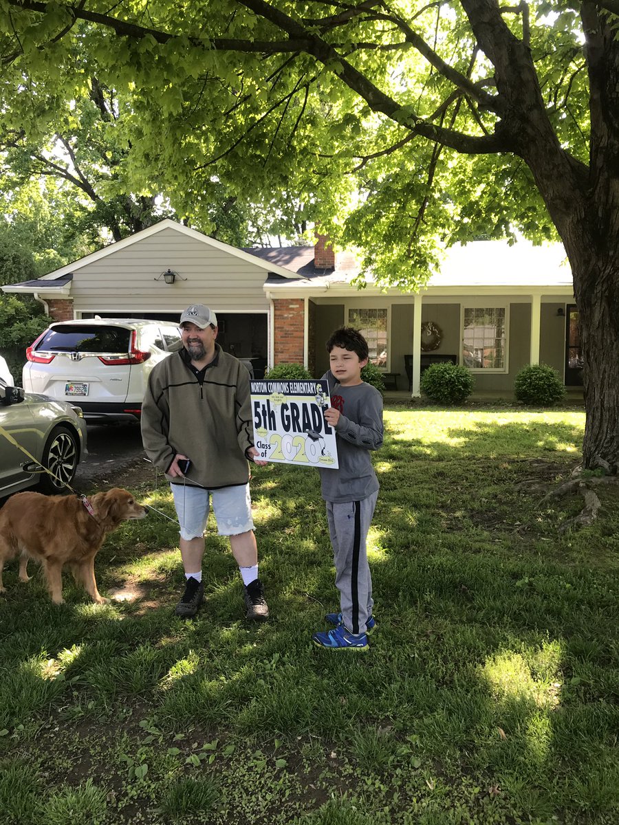 NCES_Knights's tweet photo. This team! We delivered signs to our 5th graders today-  we couldn’t bear the thought of dividing the list, so we ALL went to EVERY HOUSE (Social distancing observed). Started early and went into the evening, but it meant so much to us and our kids. #spiritsquad #KnightsLEAD https://t.co/ltPlG0dz32