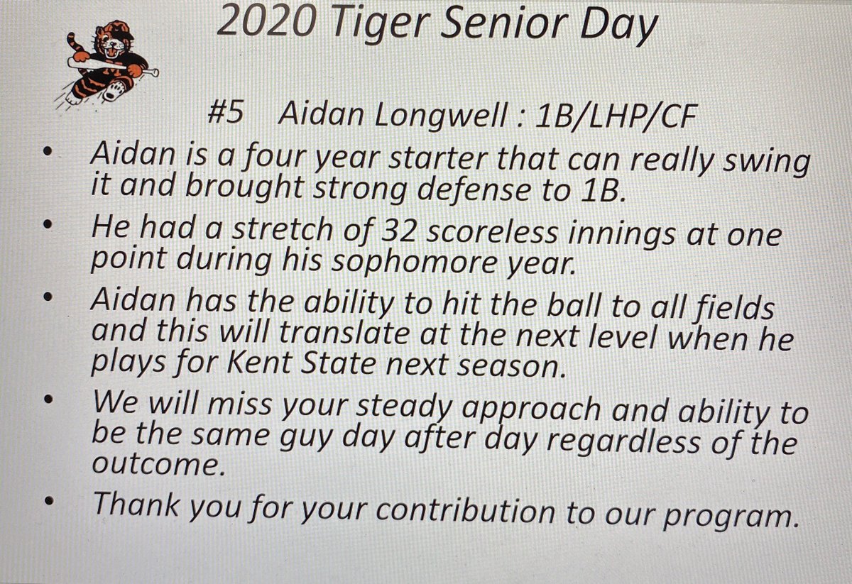 MTigerBaseball's tweet image. Next is senior @aidan_beau_5 Aidan Longwell. Thank you Aidan for your contribution to our program!