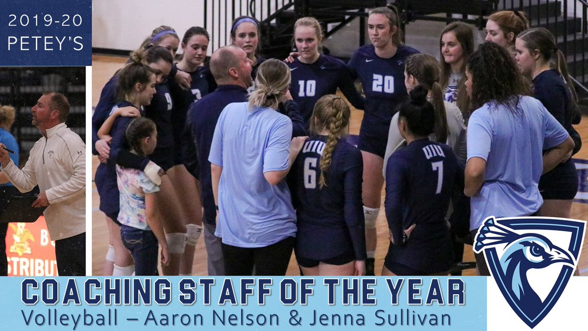 UIUPeacocks's tweet photo. PETEYS: COACHING STAFF OF THE YEAR
Presented to the staff that has made the biggest recognizable impact to their program both on and off the court. 

And the winner is… 🥁🥁🥁
@UIU_Volleyball - Head Coach Aaron Nelson &amp; Assistant Coach Jenna Sullivan https://t.co/wawvJbB6S2