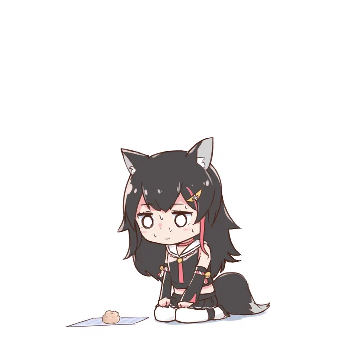 1いいねでわさびシュークリームを1個食べる大神ミオ #みおーん絵 