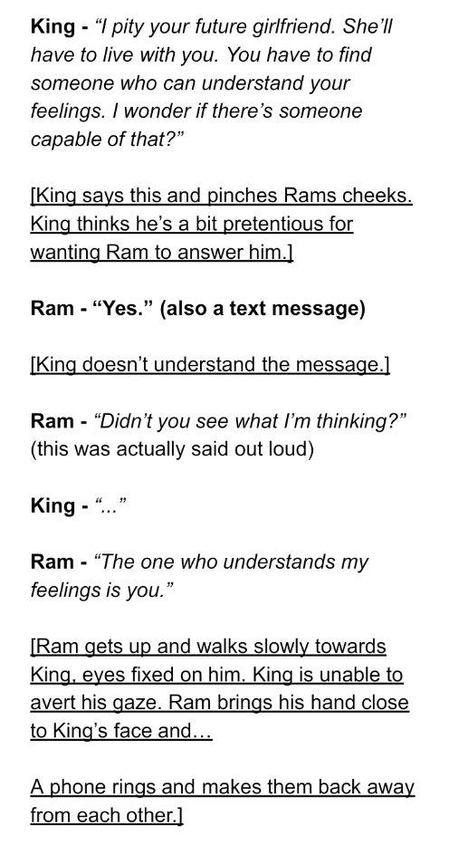 luemeldane_'s tweet photo. *SPOILER*

Here’s the trans for the dialogue that happens at the "secret base" between #RamKing in the novel. You’ll see it goes in a quite different and much more interesting way there… 

#MyEngineerEP10
#MyEngineerTheSeries
#MyEngineer #KingRam #talaylayyo #perthnakhun https://t.co/CcSM5JyYPh