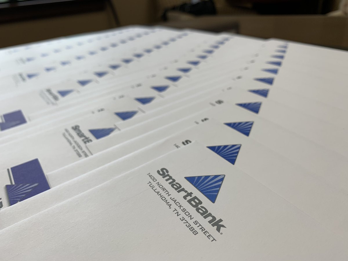 These hand written thanks you notes represent 72 businesses in Tullahoma that were able to get SBA PPP funds for a total of over $4.4 million. <a href="/SmartBank/">SmartBank</a> as a whole took in almost 2500 apps for a total of nearly $300 million. I wish them all success when this is over. <a href="/TNBankers/">Tennessee Bankers Association</a>