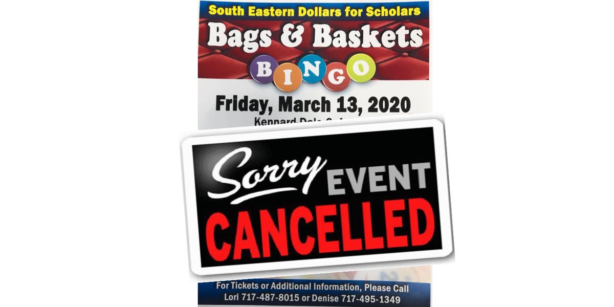 sedfscholars's tweet photo. After much deliberation, South Eastern Dollars for Scholars has decided to cancel the Bingo originally scheduled for March 2020. Various alternatives were discussed, but the uncertainty surrounding COVID-19 left us feeling that this was the most prudent option. https://t.co/376dPH2ugn