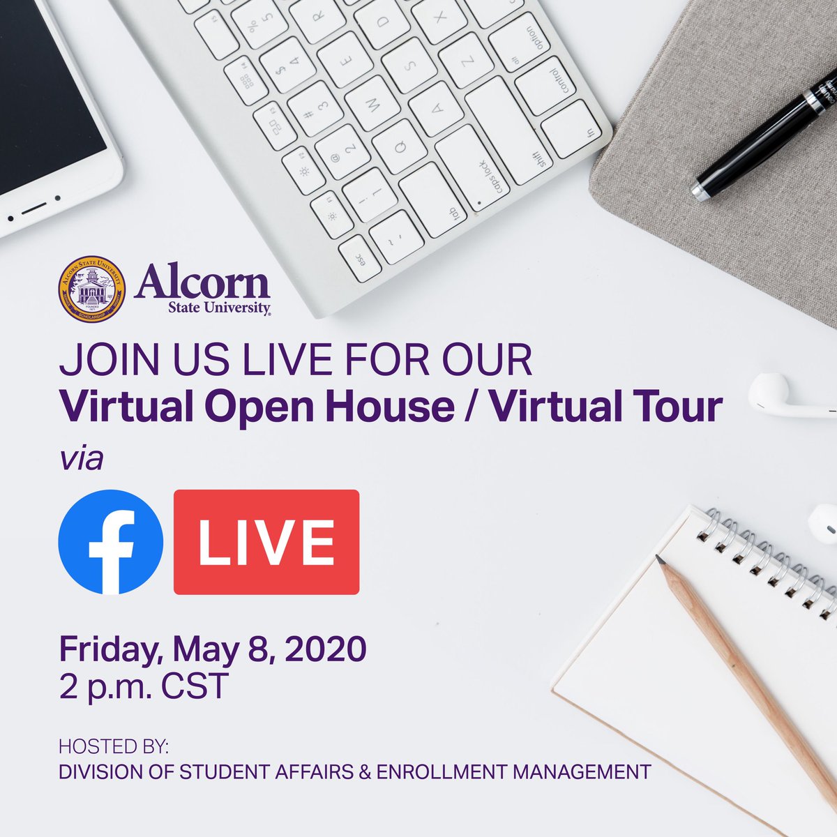 _SirScott6_'s tweet photo. Tune in and let’s talk.
Are you ready for Fall 2020?
Let’s Talk Financial Aid, Student Life, Student Success, and More!!
We want to see you on The Reservation!!

#AlwaysAlcorn
#NoApplicationFees
#NoOutOfStateTuitionFees
#Alcorn20 #Alcorn21 #Alcorn22 #Alcorn23 #Alcorn24 #Alcorn 💜 https://t.co/UJfUsBrOUW