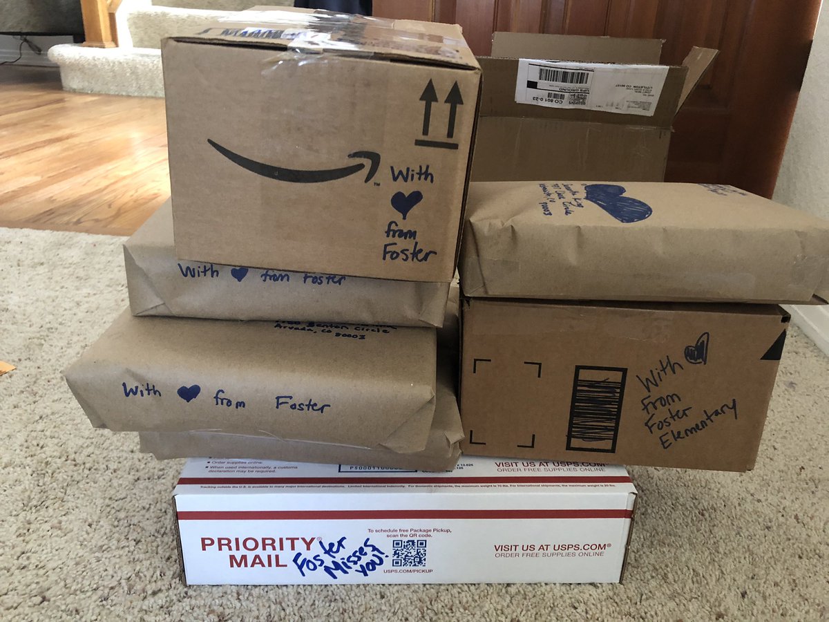 STEMphanieTime's tweet photo. Who says we can’t do #STEM at home? We do a daily #STEMchallenge on @Flipgrid. Today I sent out the prizes to their houses... so satisfying! @recoverbrands @buddhaboard #crazycrayons @dailystem @ISTESTEM @school_foster @jeffcoedtech @COSchoolsProud @TeamJeffco #teamjeffcoremote https://t.co/eBjsYJ9u5t