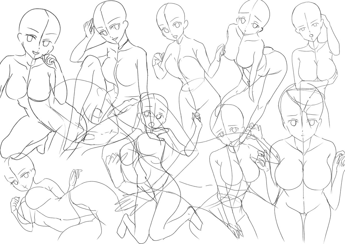素体トレス。女体描き過ぎてしんどくなってきたw明日は筋肉探してみるか。 