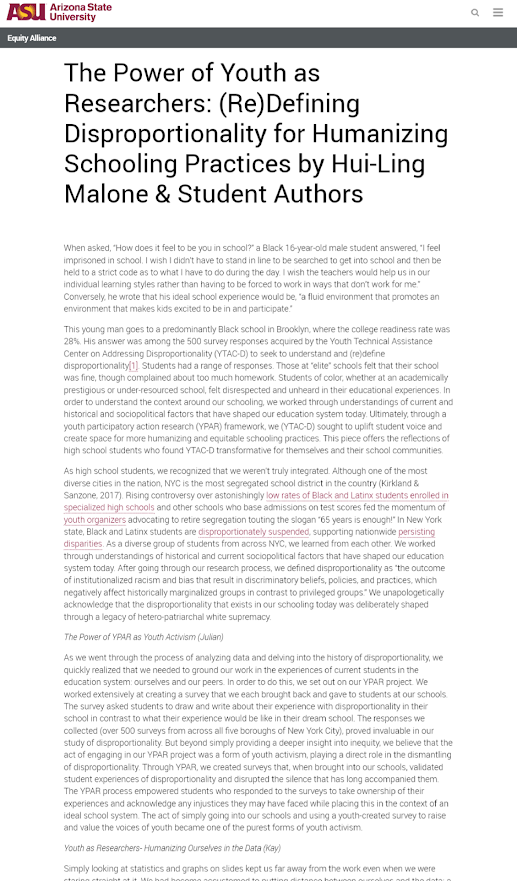 jjgiordano1's tweet photo. Check out this article that I helped write with fellow members of @metronyu's Youth Technical Assistance Center for Addressing Disproportionality about the power of youth research in interrogating disproportionality in schools.

https://t.co/ZrjO8xuiH6 https://t.co/EVTcdv3Pzj