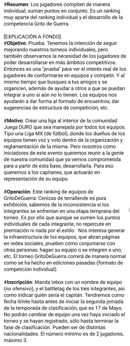 Juega__DURO's tweet photo. FAQ sobre nuestro ranking de #GritoDeGuerra en Cenizas de Terrallende.

Sí tienes más dudas, háznoslo saber :) https://t.co/xXMot3WcvK