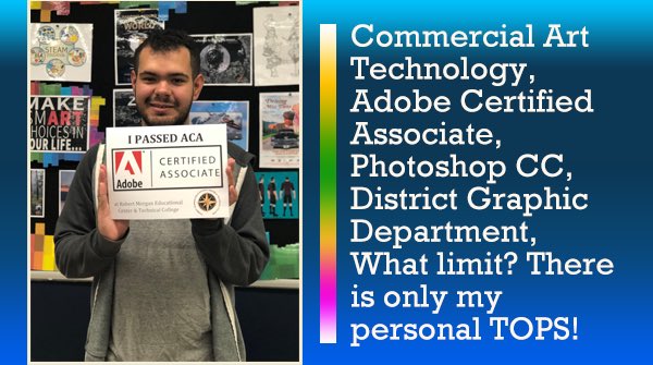 RMTCPirates's tweet photo. Commercial Art Technology, Adobe Certified Associate - Photoshop CC, District Graphics Department. What Limit? There is only my personal TOPS! #MDCPSLearns #MDCPSOperations #WonderfulWednesday https://t.co/Pda2mOm73S