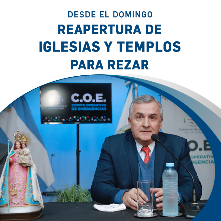 GerardoMorales's tweet photo. Como en Jujuy atravesamos un buen momento epidemiológico debido a que logramos evitar la circulación social del #Coronavirus, esto nos da la posibilidad de reabrir las iglesias y templos solo para rezar, a partir del  domingo y bajo estricto protocolo de prevención y seguridad. https://t.co/bh1g8LFLHL