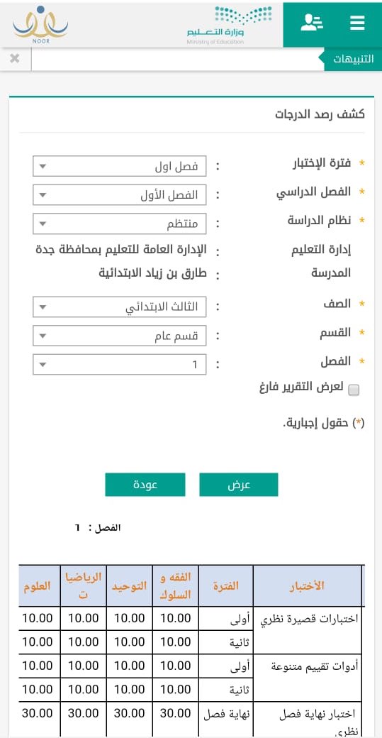 دفتر توزيع الدرجات الجديد للمرحلة الأبتدائية 2020 جاهز ومنسق للطباعة جميع الصفوف