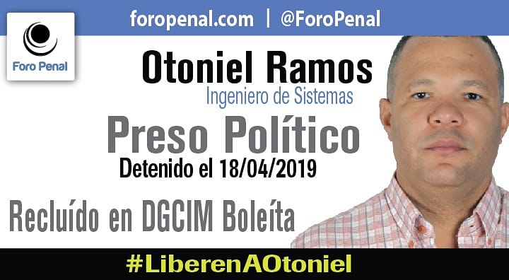 ForoPenal's tweet photo. #6My 8:40pm fue excarcelado el ahora ex #PresoPolitico Otoniel Ramos, quien se encontraba injustamente preso en Dgcim, Boleita, Caracas.
Fue inculpado injustamente de ser el causante del apagón eléctrico nacional de abril 2019.
¡Nunca debió estar preso!
#NuestroCaminoLibertad https://t.co/2rckLlBQl2