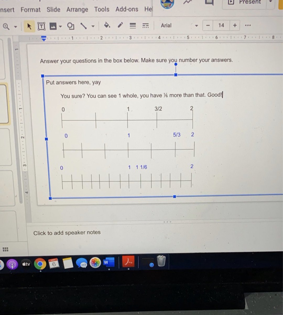 sfuriak's tweet photo. Math lessons via shared google slides! This kidlet isn’t into video chats but always has tons of questions and wanted me to check out their work so far. They didn’t understand my feedback so we jumped into a lesson together instead. #distancelearningwin #lightbulbmoments https://t.co/cyunrJEHx9