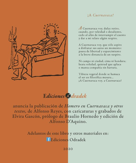 yasefcab's tweet photo. Mira #Cuernavaca a través de los ojos de #AlfonsoReyes en el libro #HomeroenCuernavaca publicado por #EdicionesOdradek https://t.co/BNd9eCX0bT
