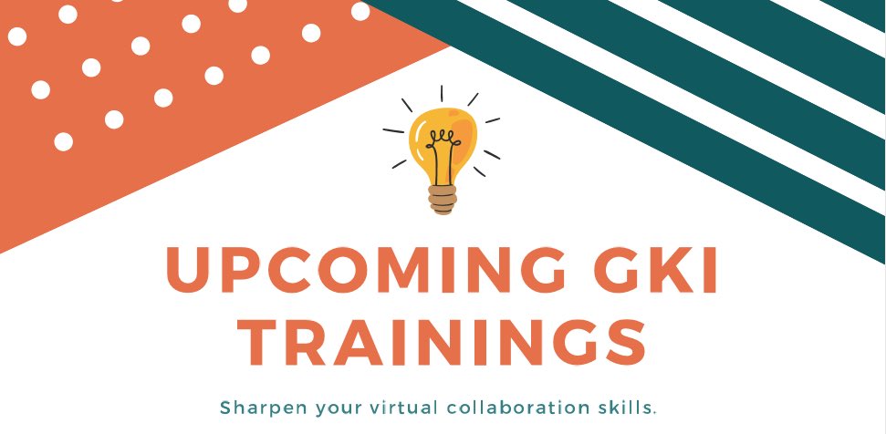 Learn from our amazing team at @GKInitiative during our upcoming training on #virtualfacilitation on May 7th at 3PM ET! bit.ly/3d17xZa
