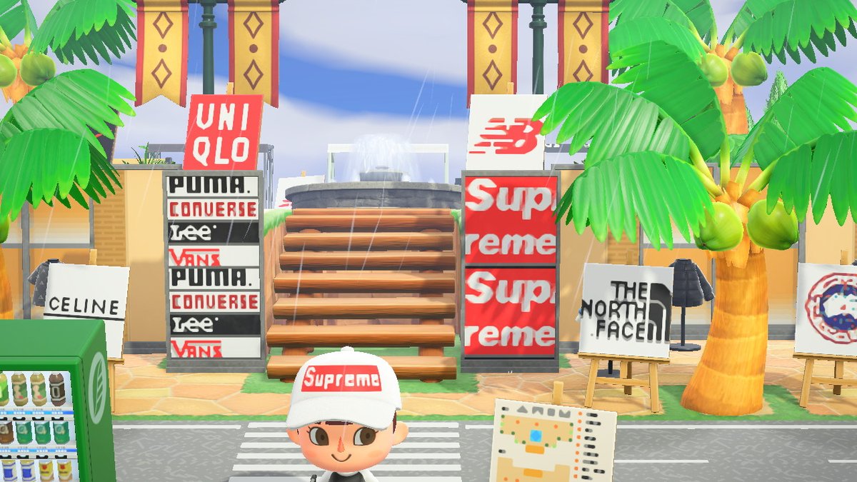 雪乃 در توییتر Supremeの看板と帽子です 作者idからどうぞ どうぶつの森 あつ森 マイデザイン マイデザ配布 マイデザ ロゴ