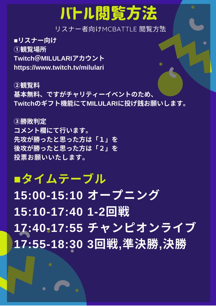 Gon_happy_peace's tweet photo. #拡散希望 
#CYBFRPLANET

イベント会場チャリティー型
MCバトルイベント第2段!!
🗓5/16 15:00-18:30🗓に

💫CYBFR PLANET MC BATTLE💫

を開催いたします!!

■詳細
バトル:DISCORD_日本橋オンライン
エントリー費:¥600-
優勝賞金:¥10,000-

配信:Twitch_MILULARIアカウント
https://t.co/4vqgm6j8VC https://t.co/LwuJfz66P7