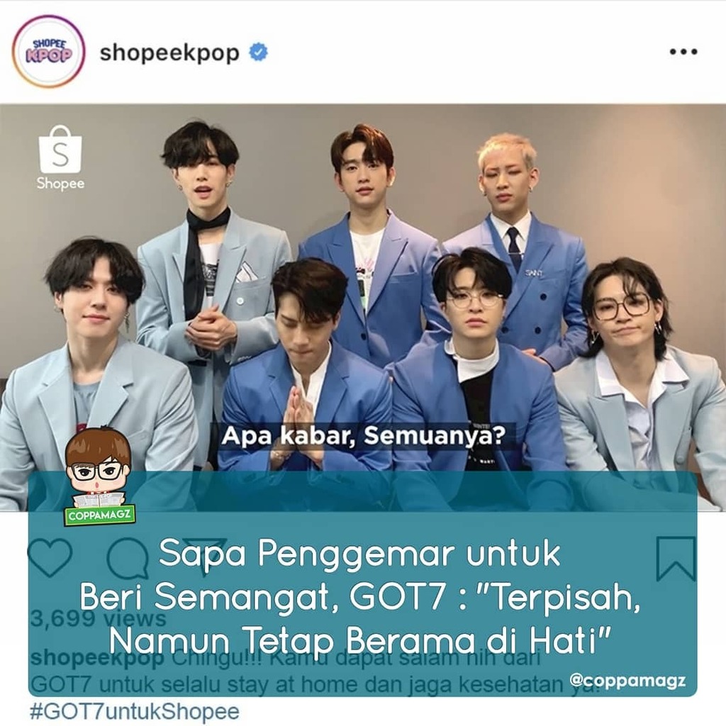 coppamagz's tweet photo. CoppaChingu dapet pesan dari GOT7 tuh, duh seneng banget ya! Makin semangat dong buat tetap menerapkan Physical Distancing, Terimakasih Shopee! @shopeekpop

#CM_GOT7 #GOT7 https://t.co/zWqiCc9HVH https://t.co/tuwC7c0ijH