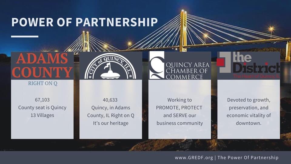 GREDFnews's tweet photo. Happy Economic Development Week! Highlighting community strength &amp; Power of Partnership, thanking our partners. 

@RightonQuincy Adams Co. @quincychamber @TheDistrictQcy 

Grateful for the work we do together for Adams Co. IL

#EconDevWeek #EDW2020 #AdamsCountyTogether #RightOnQ https://t.co/QoyUcU9TcP