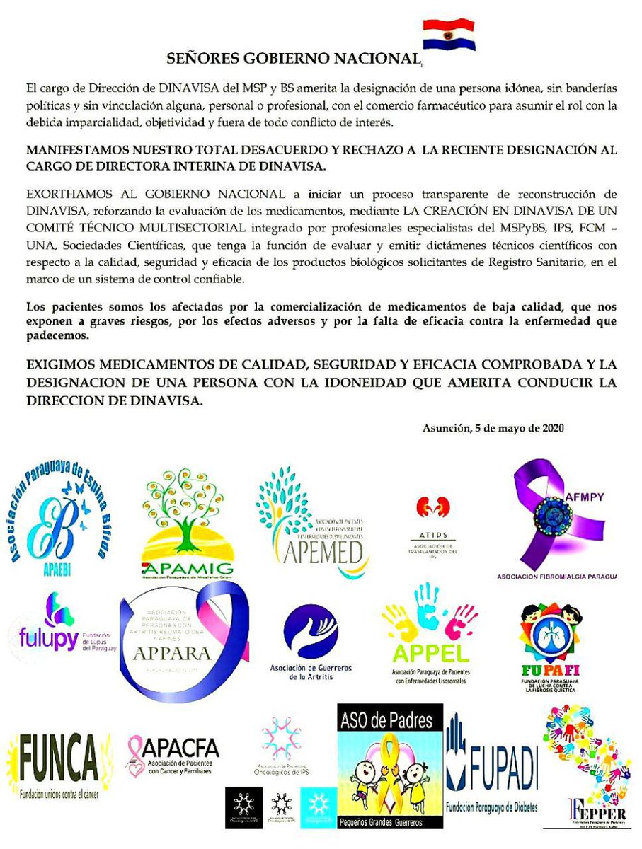 No queremos medicamentos de baja calidad.
<a href="/MaritoAbdo/">Marito Abdo</a> <a href="/FUPADI/">FUPADI</a> @appara_y