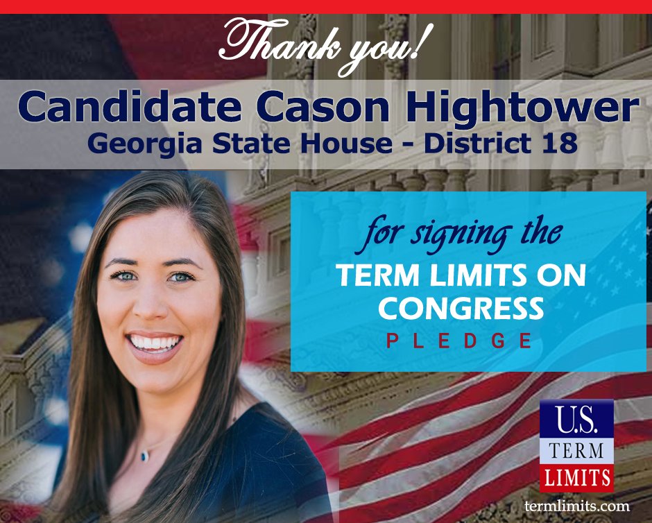 USTermLimits's tweet photo. Thank you @CasonHightower for signing the #termlimits on Congress pledge. https://t.co/vjCxVfnOD0 https://t.co/kmzdXf9VQA