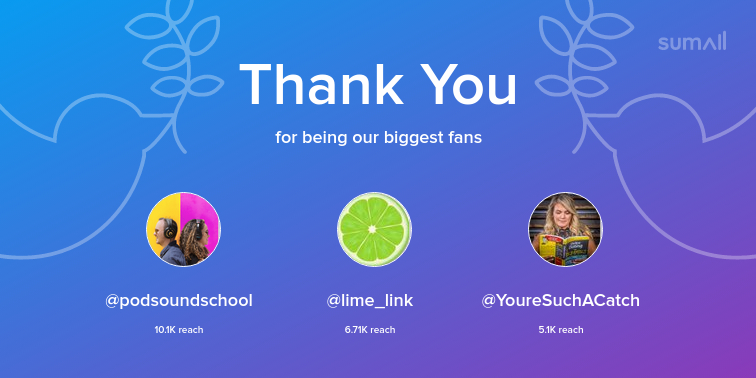 InAWorld_Pod's tweet photo. Our biggest fans this week: podsoundschool, lime_link, YoureSuchACatch. Thank you! via https://t.co/mMiXCqt6uh https://t.co/wRXnLAqfGl