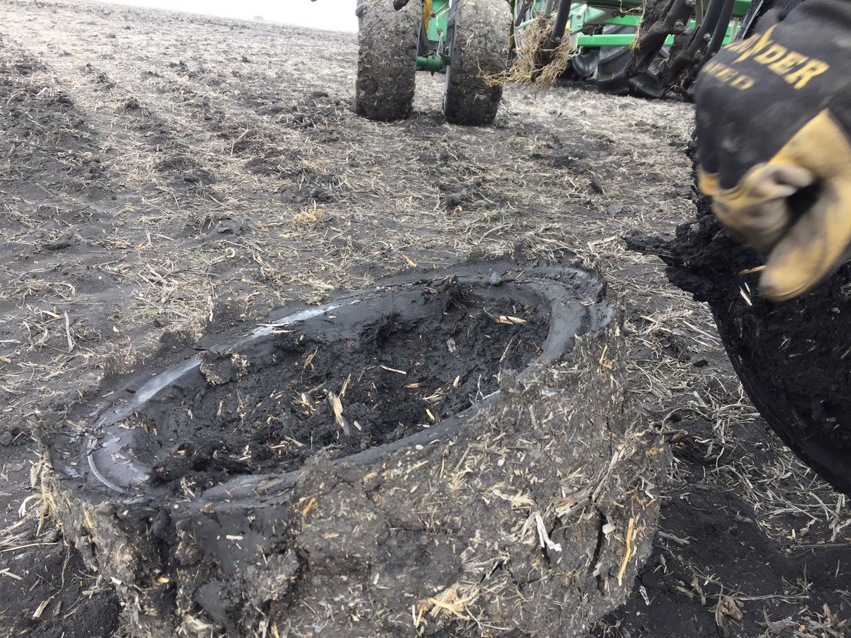 Been almost a week since we seeded our first field. It’s been wet, sticky, and slow going.
And now I understand the local colloquialism “tiger shit.” Apparently this field felt we needed an extra press wheel.